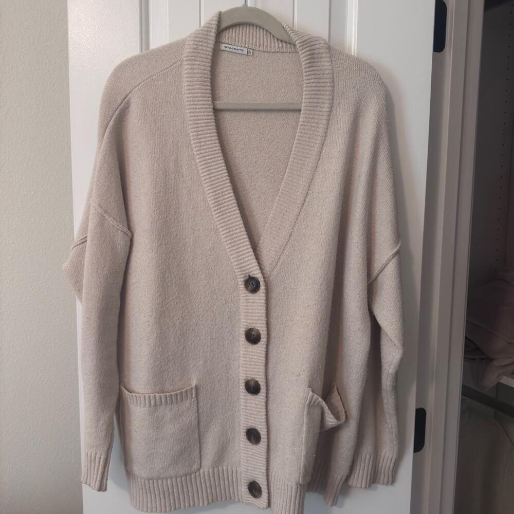 Vici Beige Button-Up Cardigan